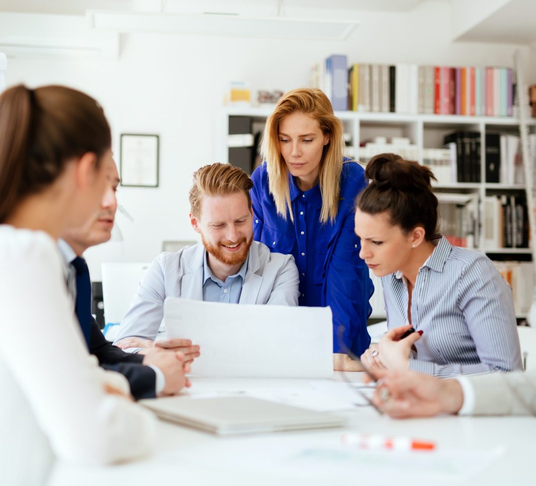 Business people working in office Business people working in office and brainstorming